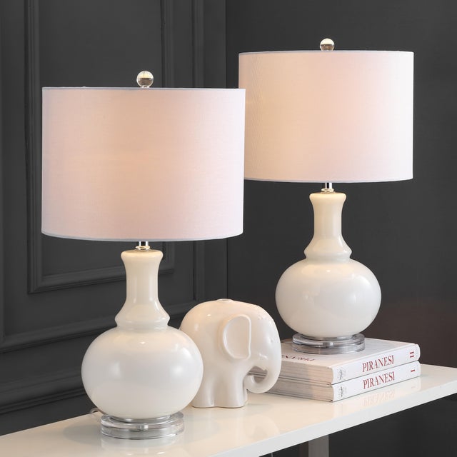 Modern Gourd Table Lamp in Off White - a Pair For Sale - Image 3 of 8