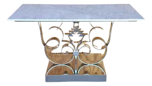 Art Deco Style Polished Chrome & Carrera Marble Console, Manner Raymond Subes