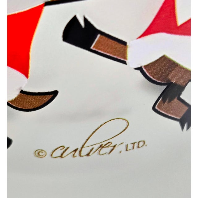 Vintage Culver LTD Christmas Santa & Reindeer Frosted Tumblers, Set of 6 For Sale - Image 10 of 10