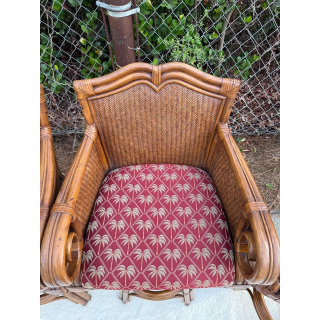 Set of 4 Vintage 30" Tommy Bahama Style Swivel Barstools For Sale - Image 12 of 17