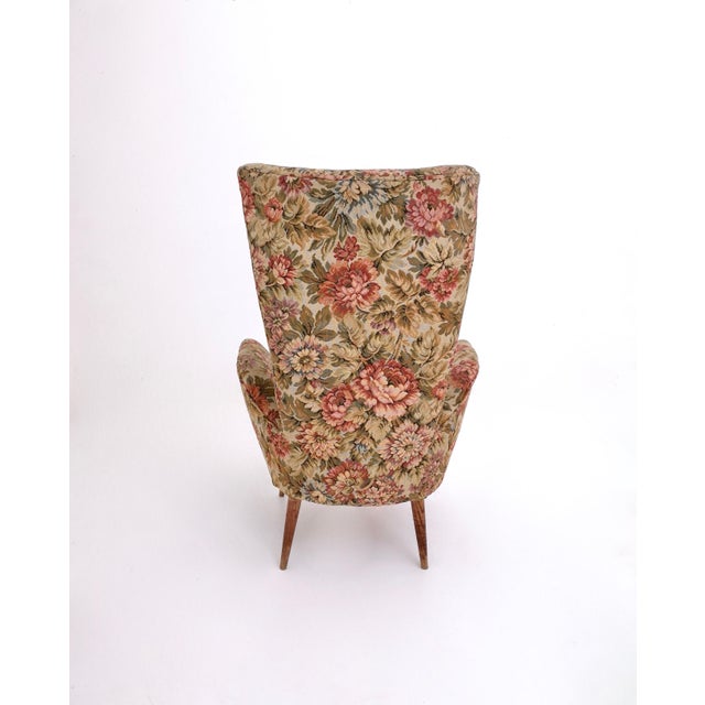 Wood Vintage Floral Fabric Children's Armchair with Wooden Legs, Italy, 1950s For Sale - Image 7 of 10