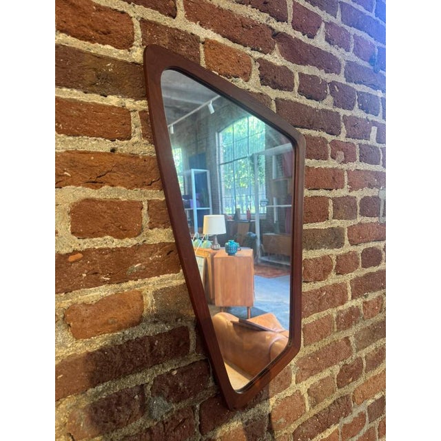 Shaped mirror with teak frame, 1960s