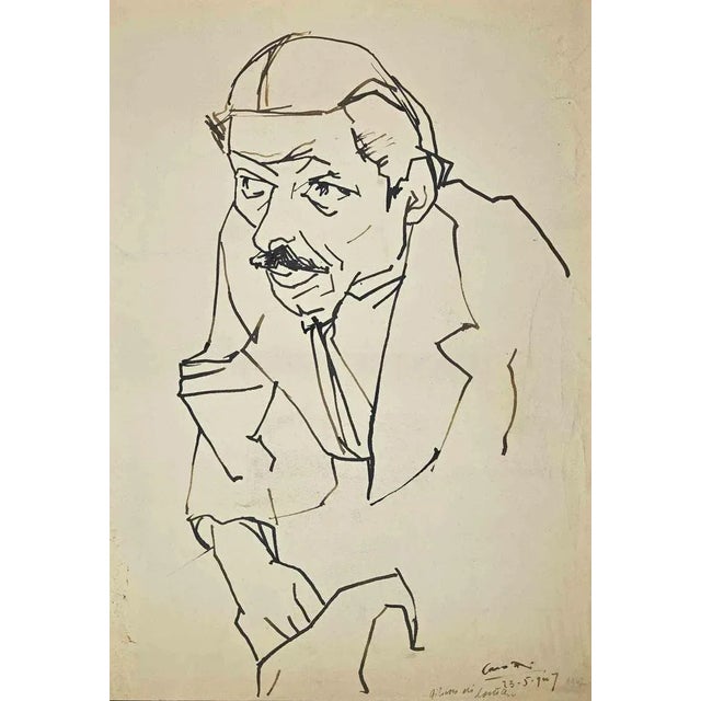 Portrait is an original pen drawing realized by Umberto Maria Casotti in 1947. Good condition on a yellowed cardboard....