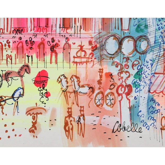 Title: Palais Garnier Plaza 17 Date: circa 1960 Medium: Acrylic paint on paper, signed lower right Dimensions: 22 x 30 inches