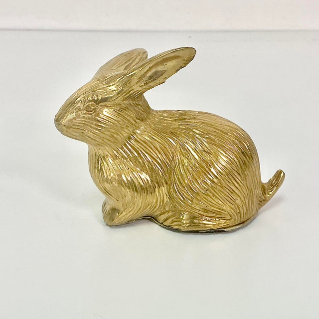 Hollywood Regency Mid-Century Hollywood Regency Boho Chic Brass Bunny Figurine. For Sale - Image 3 of 13