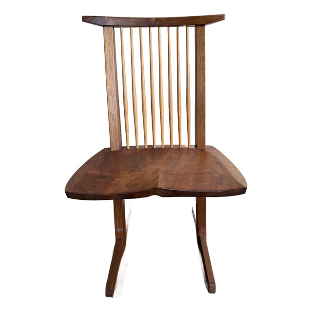 2000 Nakashima Woodworkers Conoid Chair in Figured Black Walnut & Hickory, Signed/Inscribed For Sale