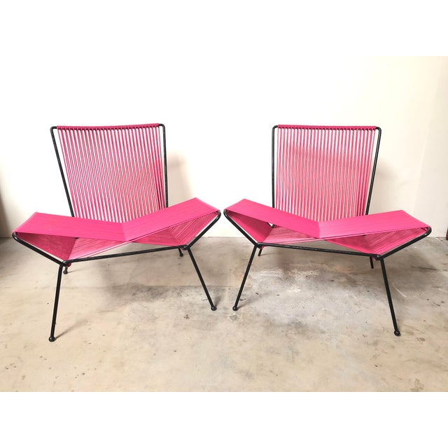 Mid Century Modern Outdoor Patio Iron & Cord Lounge Chairs Chairish