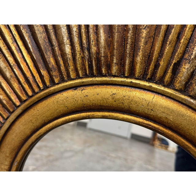 2010s Creative Co-Op Wood Sunburst Mirror For Sale - Image 5 of 12