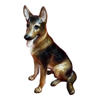 Vintage Rosenthal Germany Hand Painted German Shepherd Dog Figurine For Sale