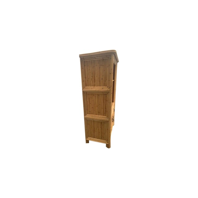 Vintage Split Reed Bamboo Coastal Cabinet For Sale - Image 4 of 11