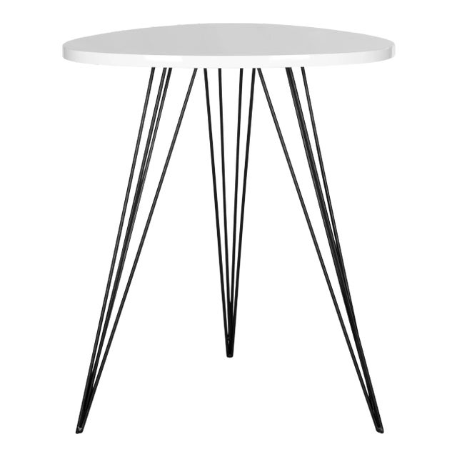 Retro Mid Lacquer Side Table in White & Black Chairish