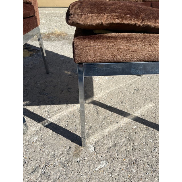 Brown Late 20th Century Design Institute of America Chrome Side Chairs in the Style of Milo Baughman - a Pair For Sale - Image 8 of 13