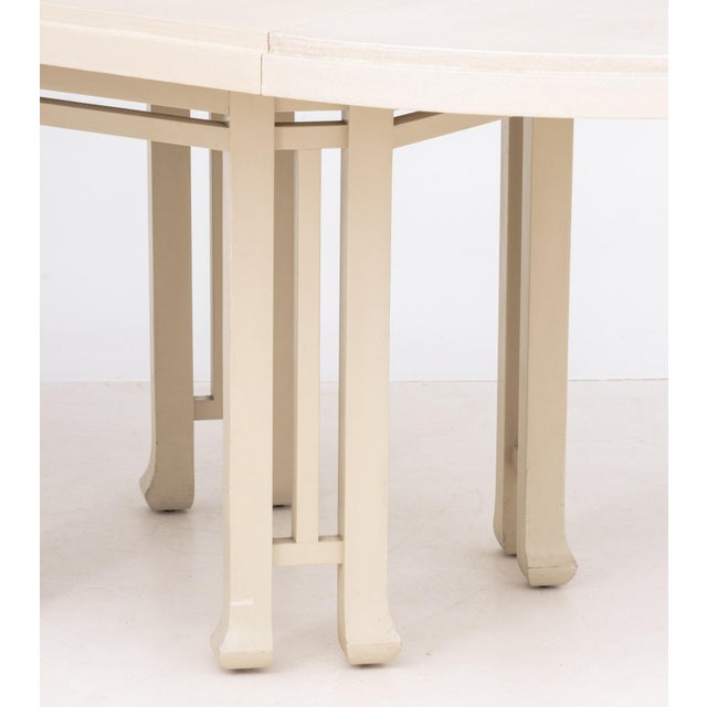 Wood Karl Springer Style Grasscloth Dining Table For Sale - Image 7 of 13