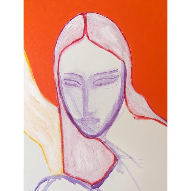 Orange Emmanuel Araujo "Sun" Contemporary Colorful Pink and Orange Nude Female Figures Painting, 2023 For Sale - Image 8 of 10