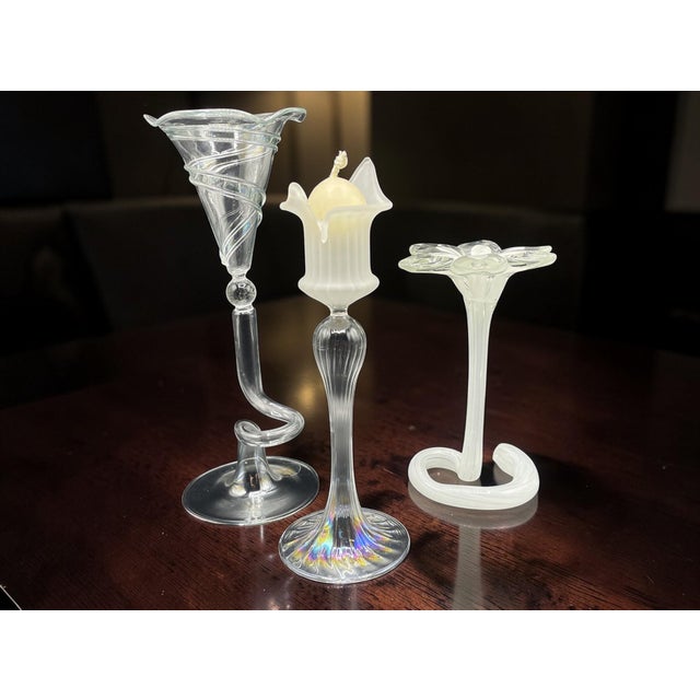 Vintage Blown Glass Candlesticks, 1950s, Set of 3 For Sale - Image 12 of 12