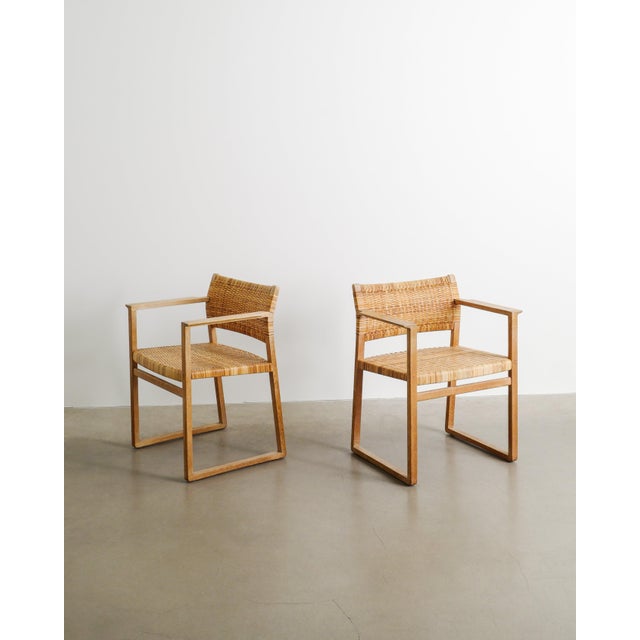 Danish Mid Century Wood & Rattan BM-61 & BM-62 Dining Chairs by Børge Mogensen, 1960s, Set of 14 For Sale - Image 6 of 11