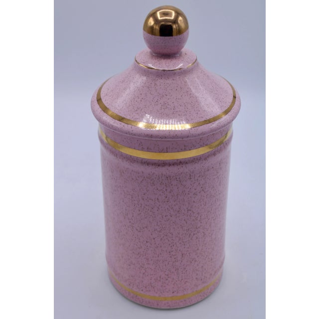 French Large Vintage French Pink Ceramic Apothecary Jar For Sale - Image 3 of 10