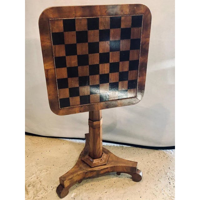 Traditional A 19th Century English Tilt Top Game Checkerboard or Card Table For Sale - Image 3 of 11