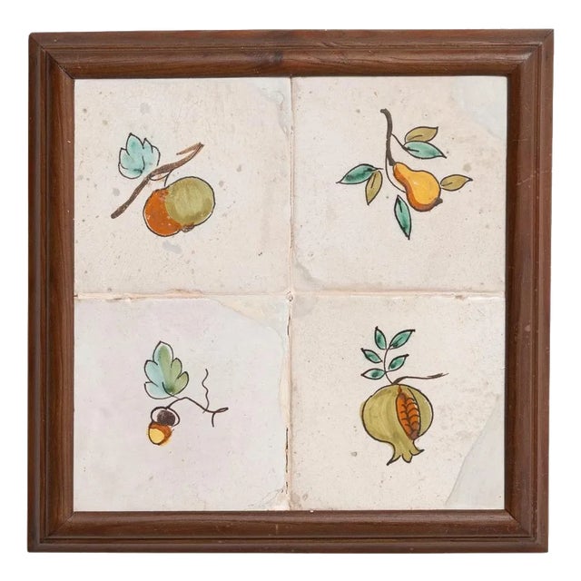 Early 20th Century Hand-Painted Catalan Tiles, Set of 4 For Sale