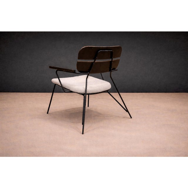 1950s Armchair in Metal and Wood With Ebony Finish, Carlo Hauner & Martin Eisler, 1950s For Sale - Image 5 of 10