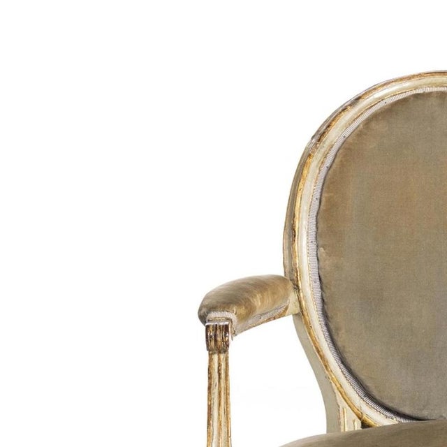 Furniture - Armchair - 19th Century. Portuguese, 19th century; carved wood; painted and gilded. Seats and back upholstered...