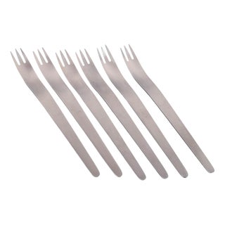 Dinner Forks in Stainless Steel by Arne Jacobsen for Anton Michelsen, 1960s, Set of 6 For Sale