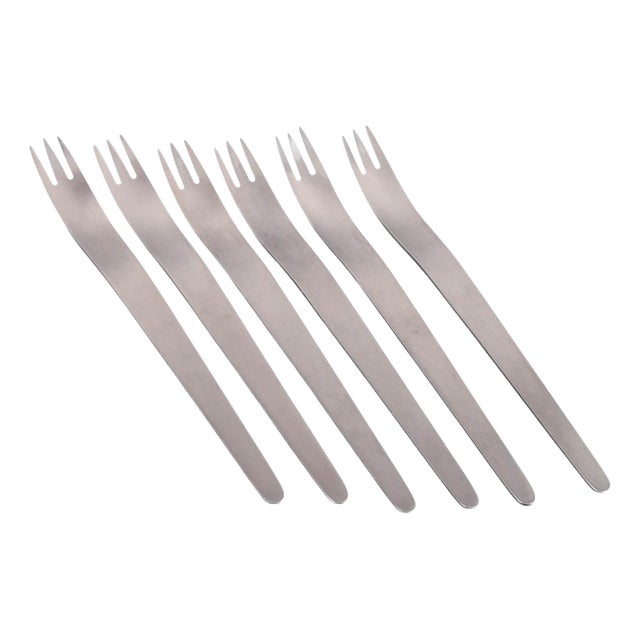 Dinner Forks in Stainless Steel by Arne Jacobsen for Anton Michelsen, 1960s, Set of 6 For Sale