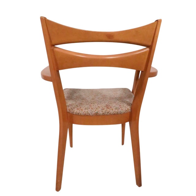 Mid 20th Century Mid Century Heywood Wakefield Cat's Eye Champagne Model Dining Height Arm Chair M 1553 C For Sale - Image 5 of 12