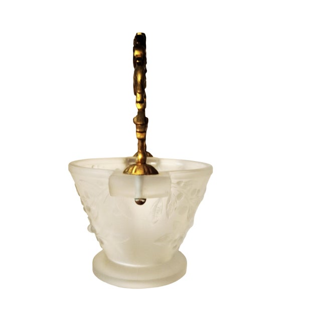 French Art Deco Frosted Glass and Gilt Bronze Basket from Etling Paris, 1930s For Sale - Image 4 of 8