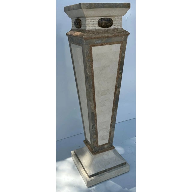 Mid-Century Modern Maitland Smith tessellated marble Pedestal For Sale - Image 3 of 9