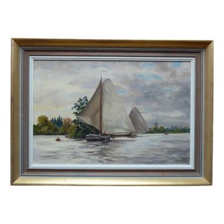 Victor Trevett, Dutch Seascape, Mid Century, Oil on Canvas For Sale