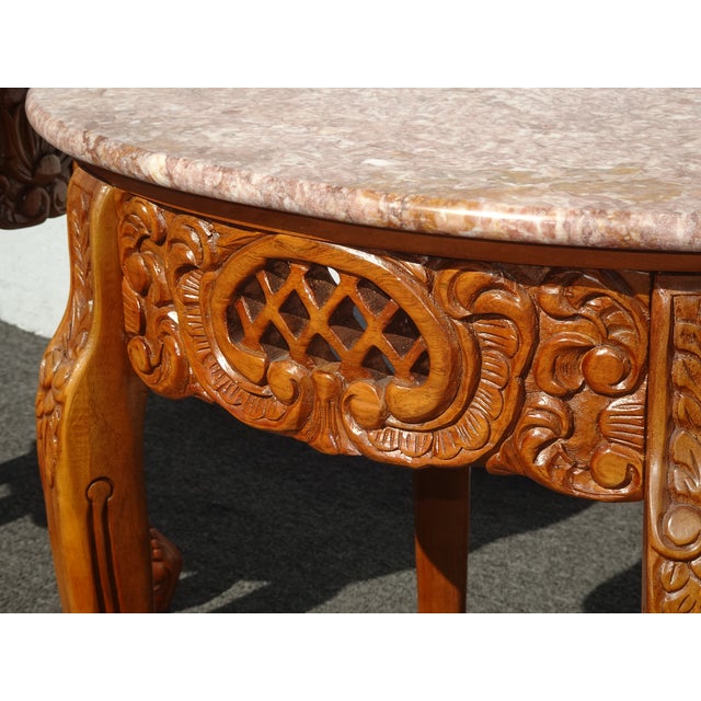 Vintage French Country Pink Marble Top End Tables ~ Side Tables For Sale - Image 10 of 15