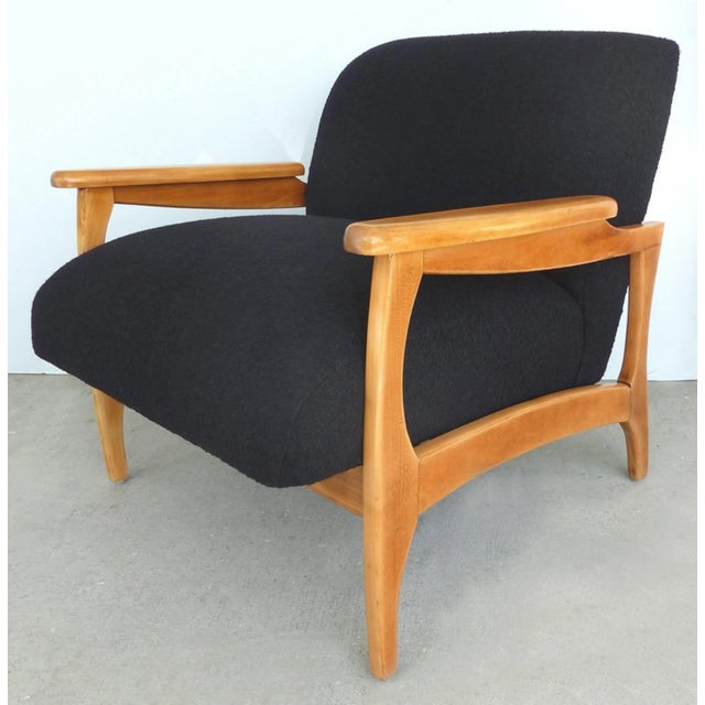 Mid-Century Modern Armchairs Restored & Reupholstered W/ Knoll Boucle Fabric- a Pair For Sale - Image 4 of 7