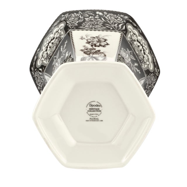 English Spode Heritage 10.5" Hexagonal Vase, Floral For Sale - Image 3 of 5