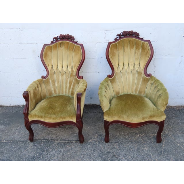 Victorian Style Carved Side Chairs a Pair 6361 For Sale - Image 12 of 14