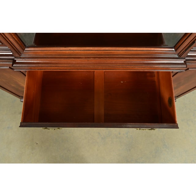 Wood White Furniture Georgian Flame Mahogany Breakfront Bookcase Cabinet, Circa 1960s For Sale - Image 7 of 16