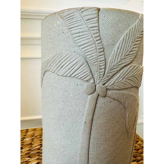 Vintage Handmade Signed 1980’s Matte Ceramic Vase With Palm Trees For Sale - Image 15 of 17