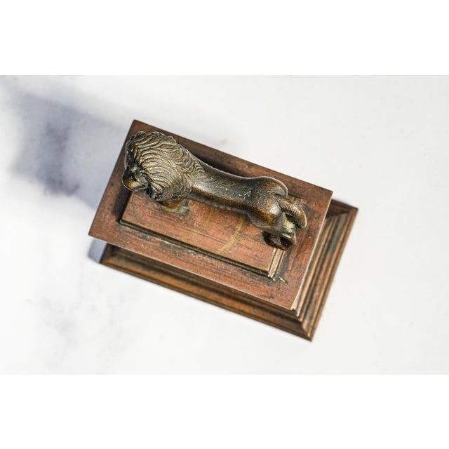 Metal Heavy 19th Century Miniature Model Antique Grand Tour Waterloo Lion Brass Souvenir Butte Du Lion Monument France Home Decor For Sale - Image 7 of 11