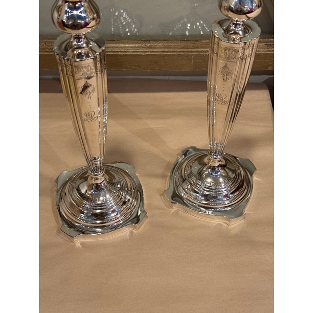 Mid 20th Century Victor Siedman Sterling Silver Candlesticks For Sale - Image 4 of 8