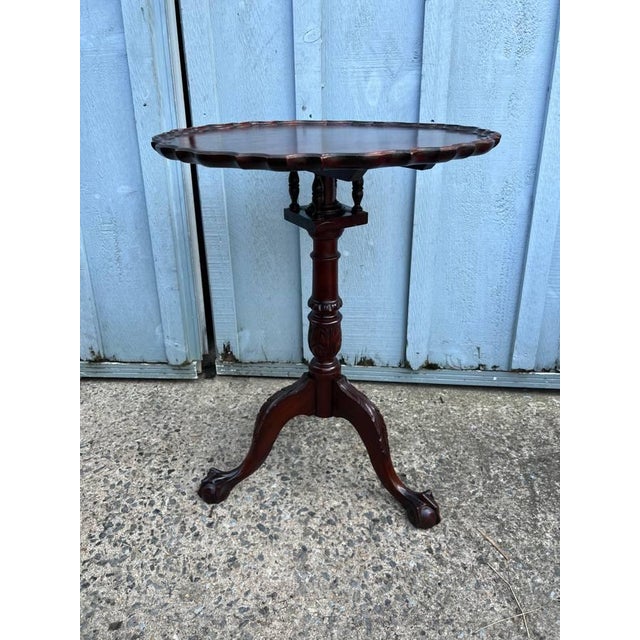 Antique Chippendale Style Carved Mahogany Bird Cage Tilt Top Table. For Sale - Image 9 of 9