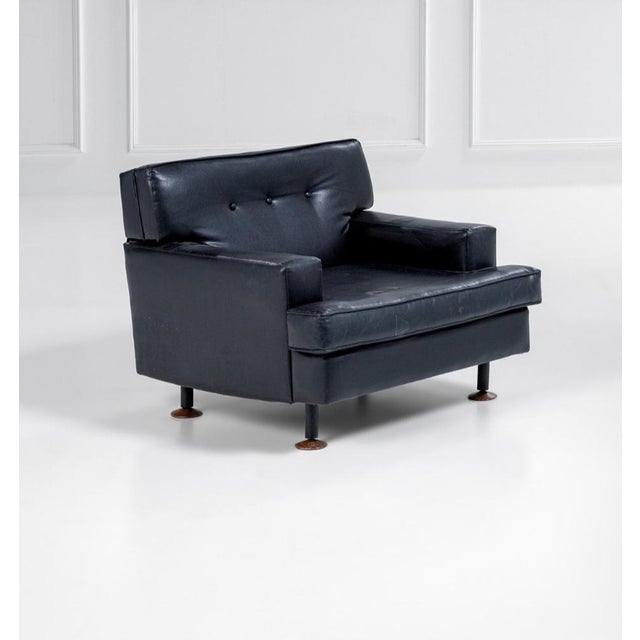 Vintage Club Chair in Black Leather by Marco Zanuso for Arflex, in Very Good conditions. Designed 1960 to 1969 I have...