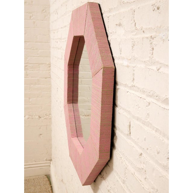 Pink Vintage Postmodern Octagonal Mirror With Pink Textile Frame For Sale - Image 8 of 8