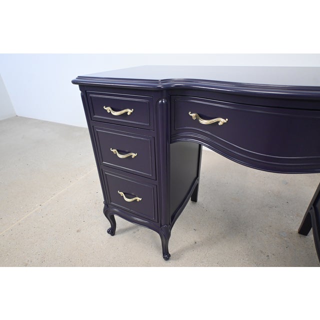 Drexel French Louis XV Dark Plum Desk With Cabriole Legs | Newly Refinished For Sale - Image 10 of 15