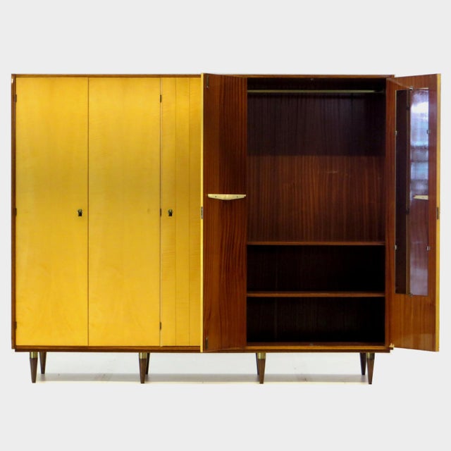 Vintage Mid-Century Modern 5-Door Wardrobe in Flame Maple & Teak, 1960s For Sale - Image 4 of 12