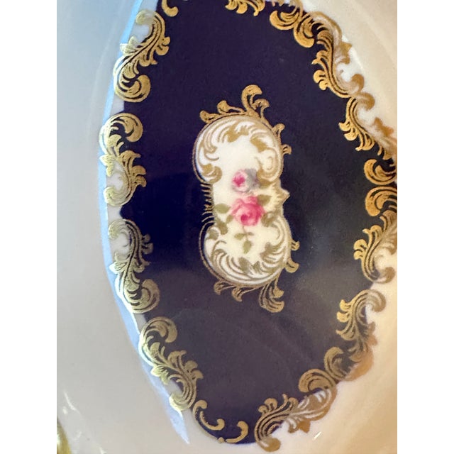 Vintage Reichenbach Germany d.r.echt Kobalt "German Roses" 1980s Three(3) Section Dish For Sale In New York - Image 6 of 18