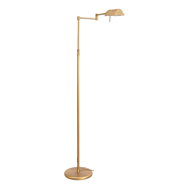 Halogen Brass Swing Arm Floor Lamp, Germany, 1980s For Sale