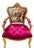 French-Style Burgundy Velvet Armchair – Tufted Upholstery With Ornate Gold Leaf Frame For Sale