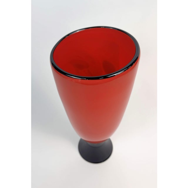 2000 - 2009 Abstract Red & Black Art Glass Vase For Sale - Image 5 of 7
