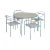 Soho Contract Group Teak and Galvanized Steel Round Patio Table + 4 Chairs Dining Set (A) For Sale