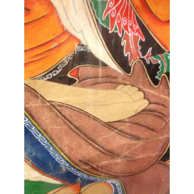Antique Hand Painted Chinese Buddha Scroll Painting For Sale - Image 4 of 6
